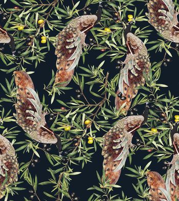 461809-潮流时尚复古梨子树孔雀秋冬华亿平台.