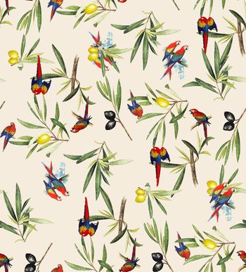 461828-	潮流时尚秋冬复古鹦鹉植物花卉