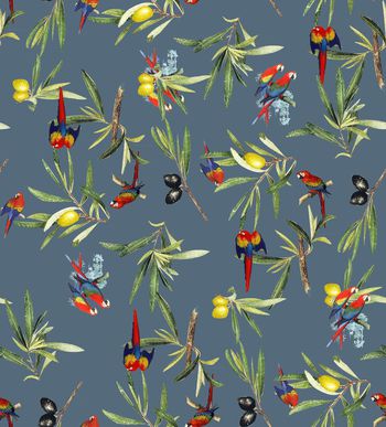 461829-	潮流时尚秋冬复古鹦鹉植物花卉