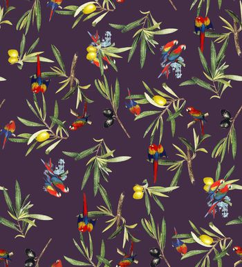 461830-	潮流时尚秋冬复古鹦鹉植物花卉