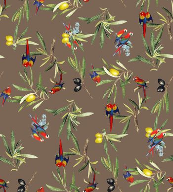 461831-	潮流时尚秋冬复古鹦鹉植物花卉