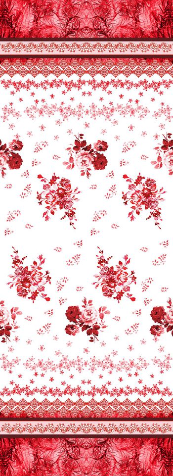 461846-欧式青花瓷花纹靛蓝花卉双边定位女装