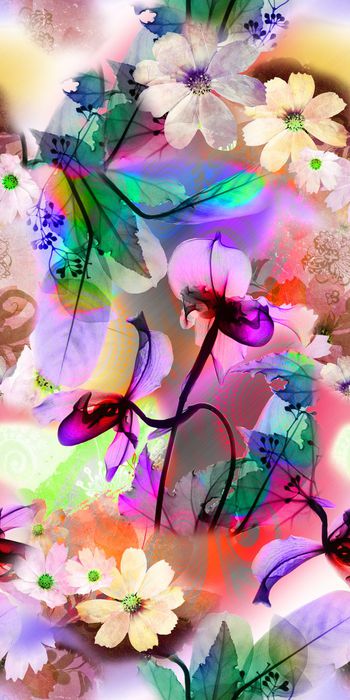 色彩花叶印花华亿平台图片