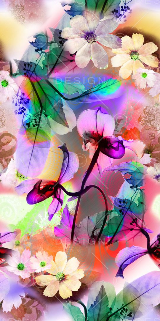 色彩花叶印花华亿平台图片