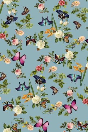 斑斓蝴蝶印花华亿平台图片