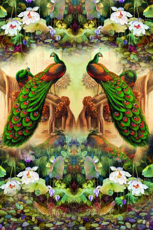 孔雀印花华亿平台图片