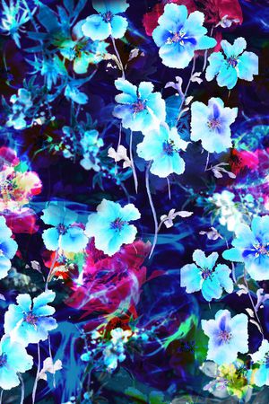 女装花卉组合印花华亿平台图片