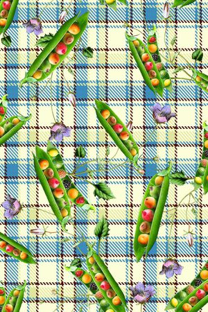 格子 蔬菜 水果 创意 花纹印花华亿平台图片