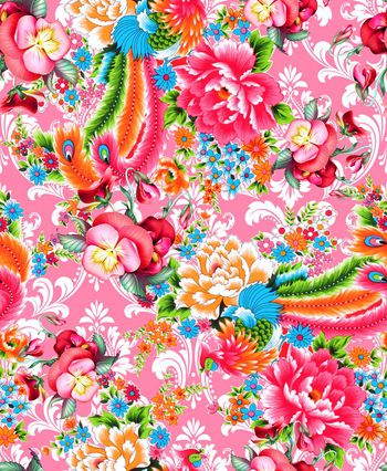 462153-中国风凤凰花卉组合