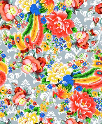 462154-中国风凤凰花卉组合