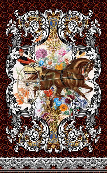 462294-复古欧式花纹马车油画花卉几何螺旋纹
