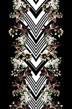 经典黑白线条印花华亿平台图片