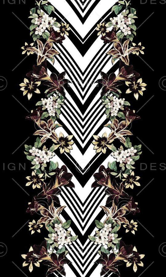 经典黑白线条印花华亿平台图片