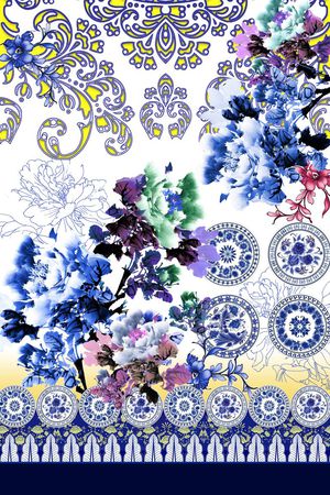 青花瓷印花华亿平台图片