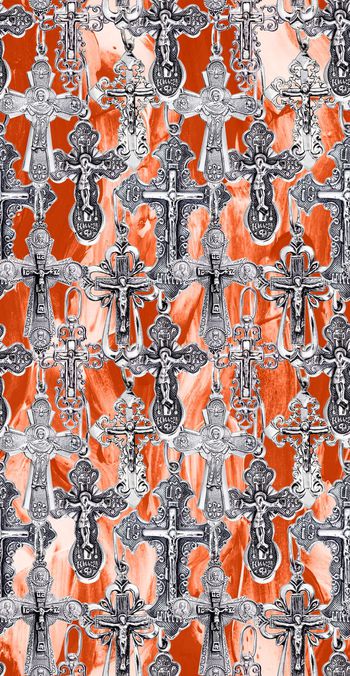 462528-现代肌理笔触底纹金属十字架