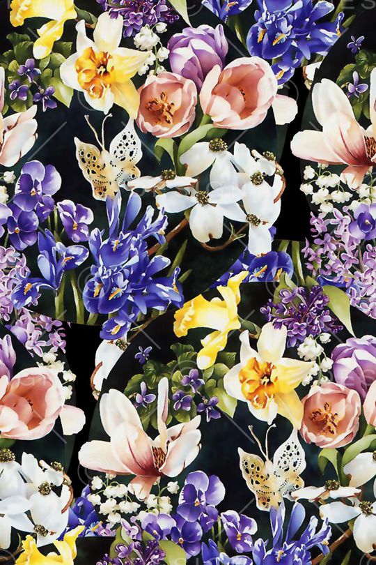 水彩花卉印花华亿平台图片