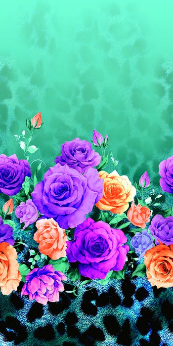 462613-大牌老虎皮毛手绘玫瑰花卉定位