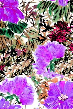 传统毛笔手绘印花华亿平台图片