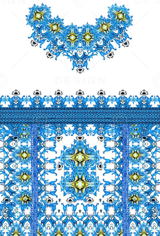 青花瓷系列定位花印花华亿平台图片