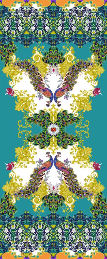 462893-中国风孔雀珠宝宝石复古装饰花纹孔双