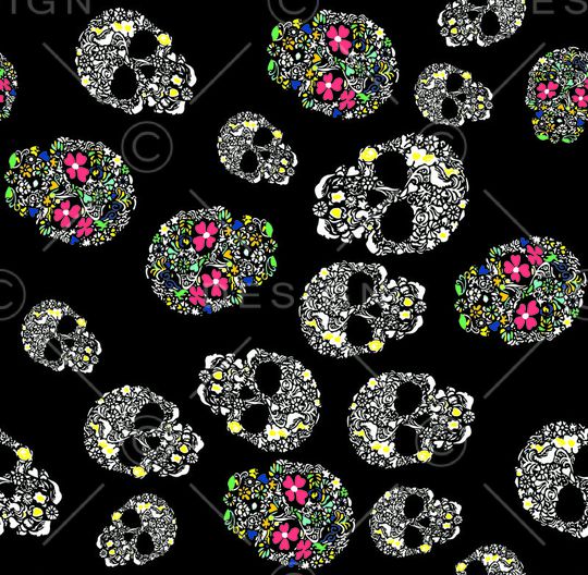 骷髅 花朵印花华亿平台图片