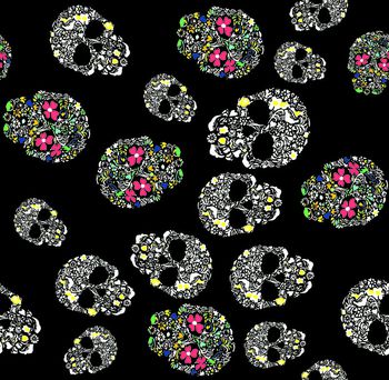 骷髅 花朵印花华亿平台图片