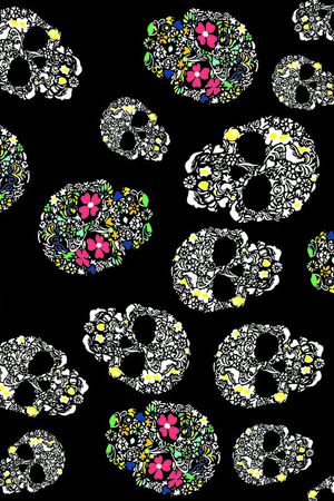 骷髅 花朵印花华亿平台图片