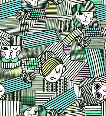 几何线条印花华亿平台图片