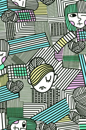 几何线条印花华亿平台图片