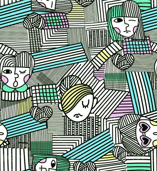 几何线条印花华亿平台图片