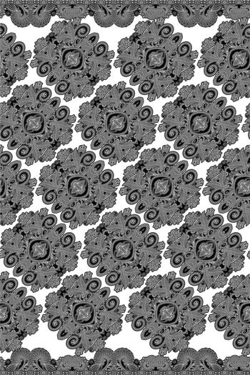 463151-古典蕾丝花纹拼贴裤子印花