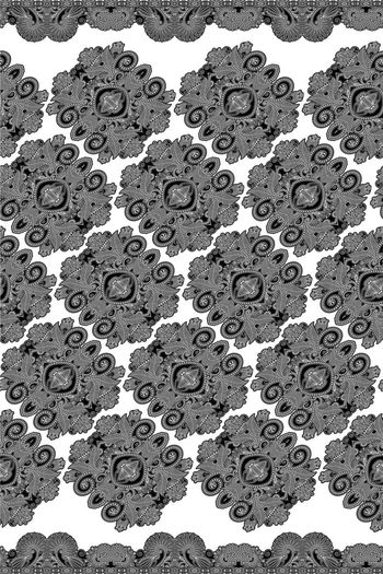 463263-古典蕾丝花纹拼贴裤子印花