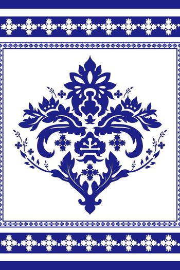 463320-古典蕾丝花纹拼裙子裤子青花瓷印花