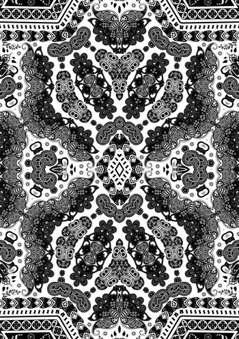 463404-民族图案黑白佩斯利腰果花青花瓷女装