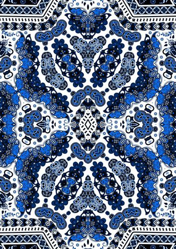 463405-民族图案黑白佩斯利腰果花青花瓷女装