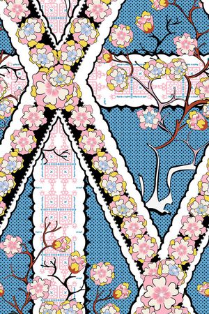 桃花 几何印花华亿平台图片