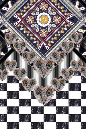 孔雀羽毛印花华亿平台图片