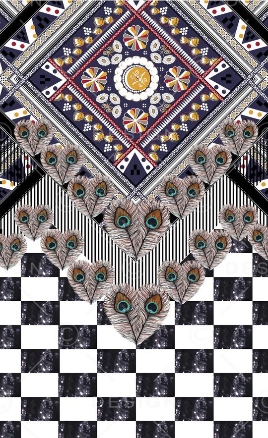 孔雀羽毛印花华亿平台图片