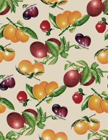 463511-潮流时尚手绘复古秋冬水果数码印花