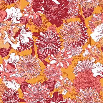 463608-矢量手绘花朵女装外套裙装数码印匹布