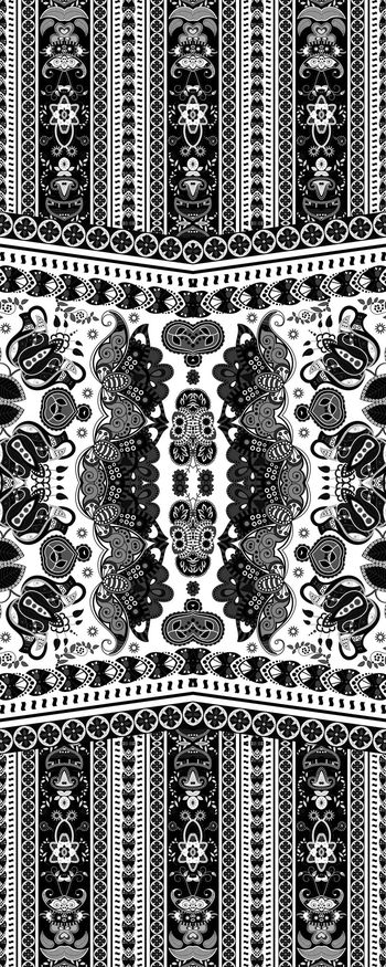 463651-民族图案佩斯利青花瓷靛蓝扎染色调围