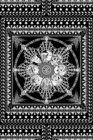 方巾图案风格印花华亿平台图片