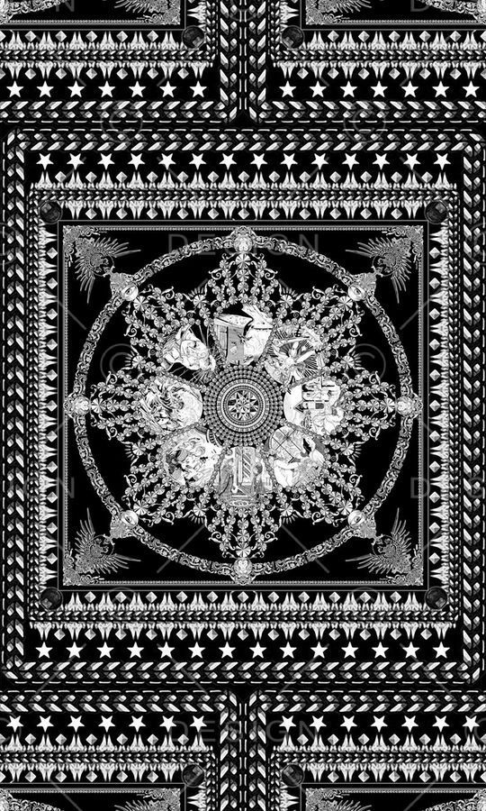 方巾图案风格印花华亿平台图片