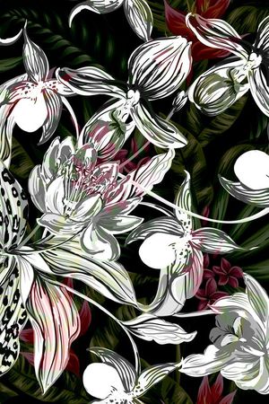 热带植物印花华亿平台图片