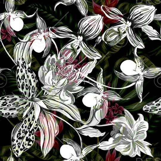 热带植物印花华亿平台图片