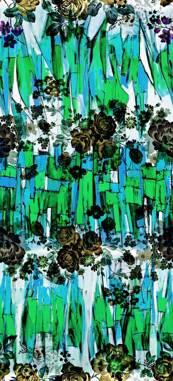 464499-抽象色彩 大块条纹 花卉 抽象插画