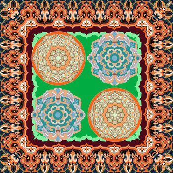 464568-中国风唐朝古典纹饰奢华方巾丝巾华亿平台