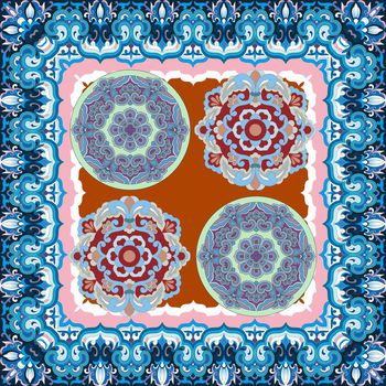 464570-中国风唐朝古典纹饰奢华方巾丝巾华亿平台