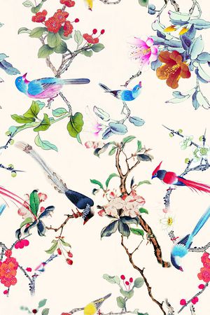 工笔花鸟印花华亿平台图片