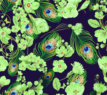 464599-彩色羽毛 花朵图案